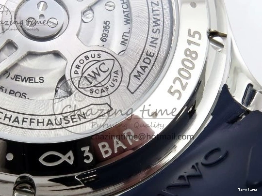 MIROTIME 0412 Casual Portuguese Chrono IW3716 Z+F 1:1 Best Edition White Dial on Blue Rubber Strap A 7016